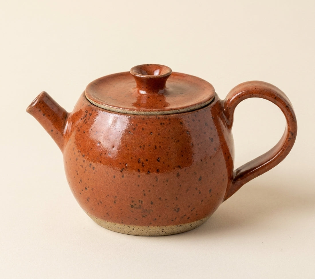 Bule Esfera em cerâmica artesanal — argila Flocos, esmalte Sol de Terracota