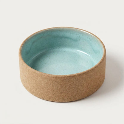 Comedouro Pet em cerâmica artesanal — tamanho 11 Ø X 4 CM, argila Cappuccino, esmalte Jujuba
