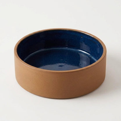 Comedouro Pet em cerâmica artesanal — tamanho 11 Ø X 4 CM, argila Cappuccino, esmalte Lazuli
