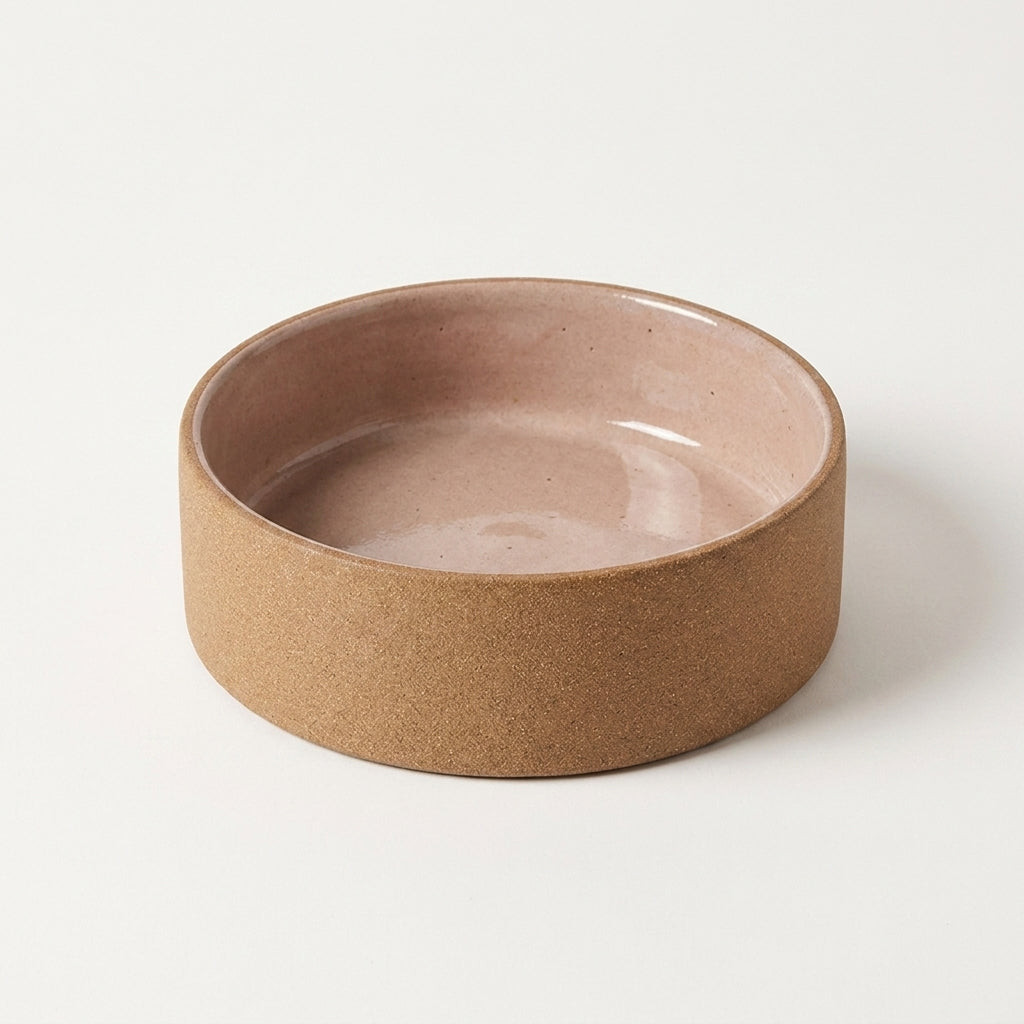 Comedouro Pet em cerâmica artesanal — tamanho 11 Ø X 4 CM, argila Cappuccino, esmalte Nude