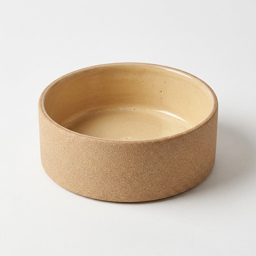 Comedouro Pet em cerâmica artesanal — tamanho 11 Ø X 4 CM, argila Cappuccino, esmalte Pedra Sabão