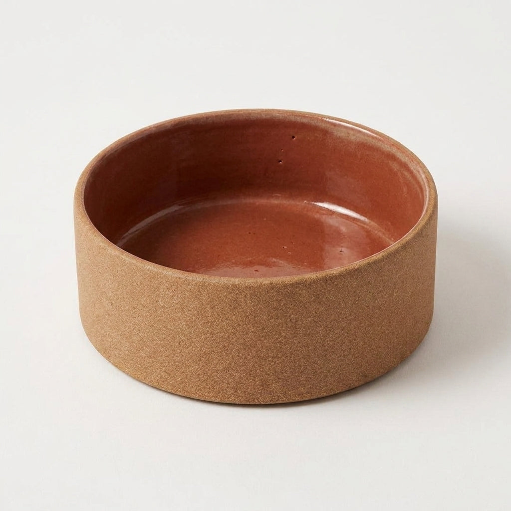 Comedouro Pet em cerâmica artesanal — tamanho 11 Ø X 4 CM, argila Cappuccino, esmalte Sol de Terracota