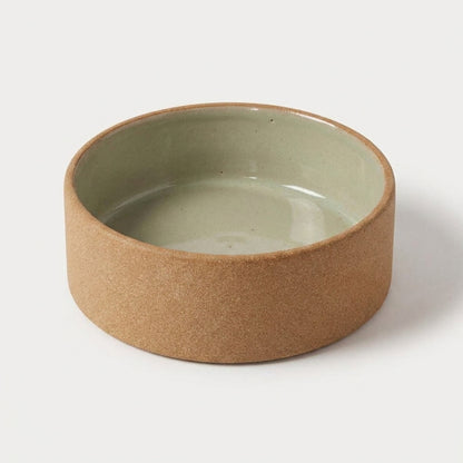 Comedouro Pet em cerâmica artesanal — tamanho 11 Ø X 4 CM, argila Cappuccino, esmalte Verde Pompeia