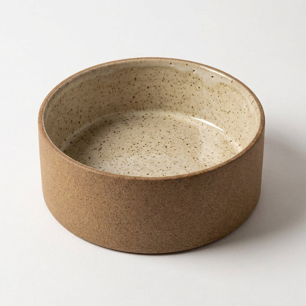 Comedouro Pet em cerâmica artesanal — tamanho 11 Ø X 4 CM, argila Flocos, esmalte Pedra Sabão