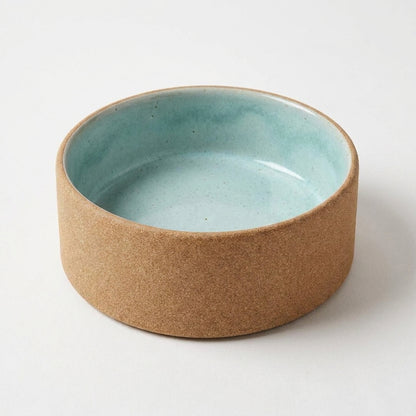 Comedouro Pet em cerâmica artesanal — tamanho 15 Ø x 5 CM, argila Cappuccino, esmalte Jujuba