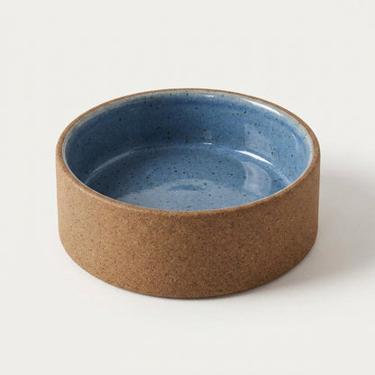 Comedouro Pet em cerâmica artesanal — tamanho 15 Ø x 5 CM, argila Flocos, esmalte Azul Safira
