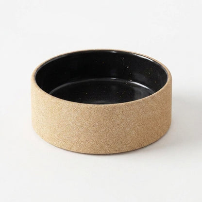 Comedouro Pet em cerâmica artesanal — tamanho 15 Ø x 5 CM, argila Flocos, esmalte Preto Ébano