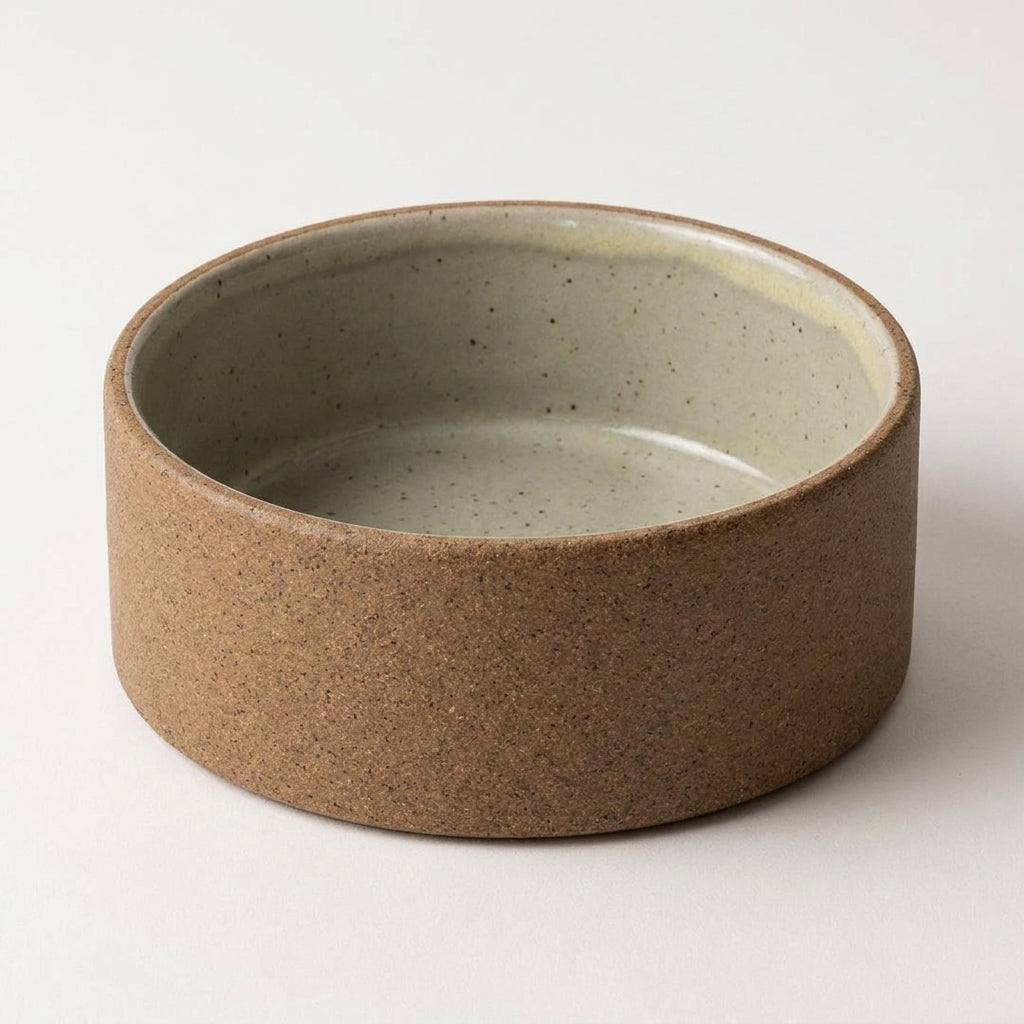 Comedouro Pet em cerâmica artesanal — tamanho 15 Ø x 5 CM, argila Flocos, esmalte Verde Pompeia