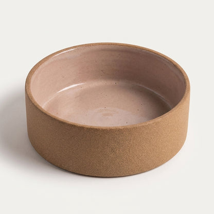 Comedouro Pet em cerâmica artesanal — tamanho 18 Ø x 6 CM, argila Cappuccino, esmalte Nude