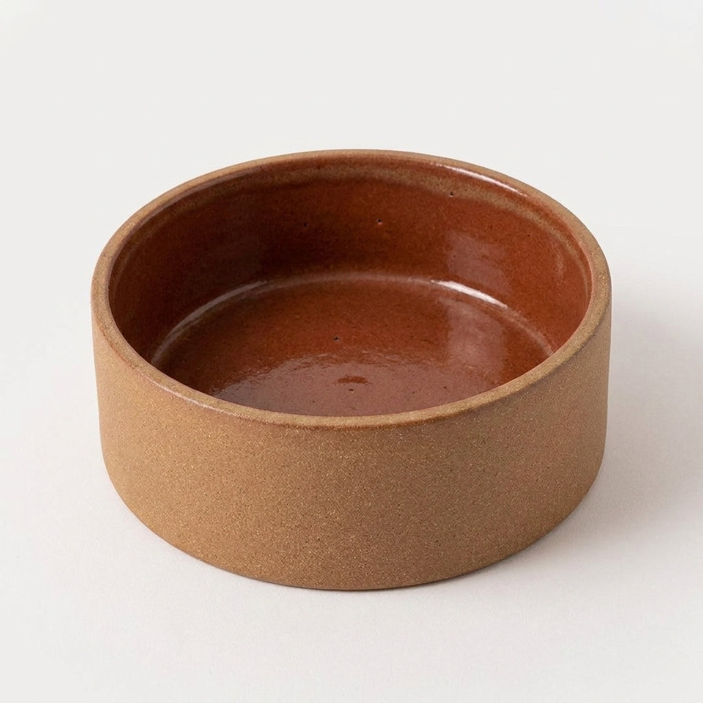 Comedouro Pet em cerâmica artesanal — tamanho 18 Ø x 6 CM, argila Cappuccino, esmalte Sol de Terracota