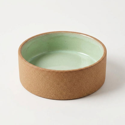 Comedouro Pet em cerâmica artesanal — tamanho 18 Ø x 6 CM, argila Cappuccino, esmalte Verde Menta