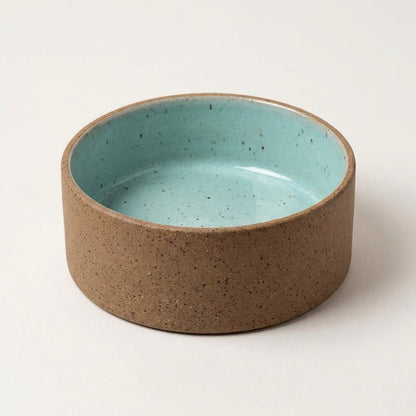 Comedouro Pet em cerâmica artesanal — tamanho 18 Ø x 6 CM, argila Flocos, esmalte Jujuba