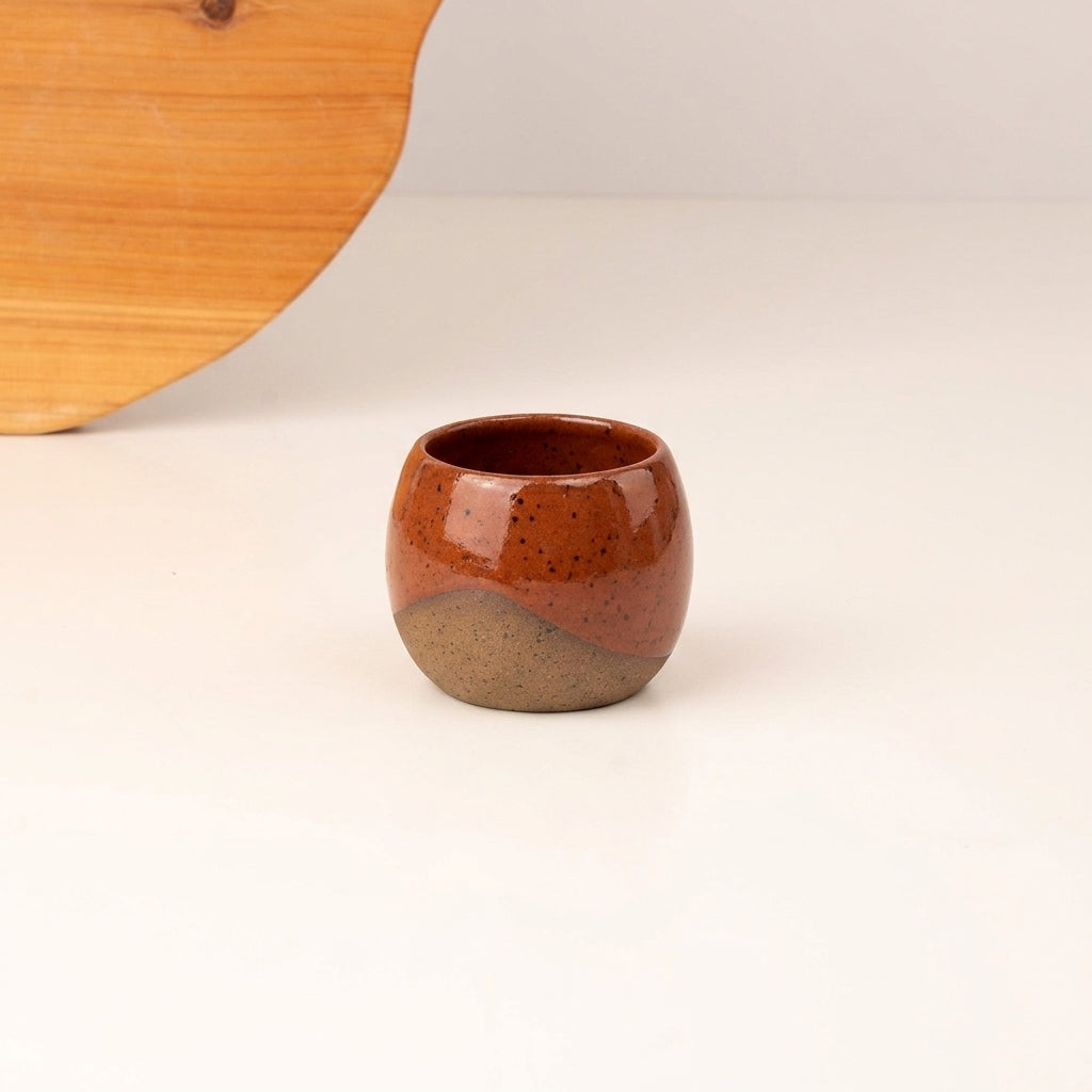 Copinho Esfera em cerâmica artesanal — argila Flocos, esmalte Sol de Terracota