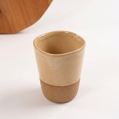 Copo Alto Tulipa em cerâmica artesanal — argila Cappuccino, esmalte Pedra Sabão
