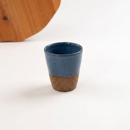 Copo Alto Tulipa em cerâmica artesanal — argila Flocos, esmalte Azul Safira