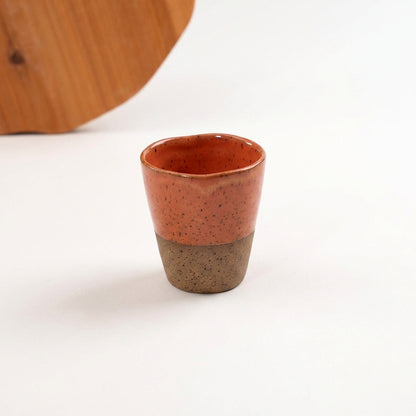 Copo Alto Tulipa em cerâmica artesanal — argila Flocos, esmalte Laranja Intenso