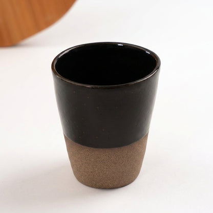 Copo Alto Tulipa em cerâmica artesanal — argila Flocos, esmalte Preto Ébano