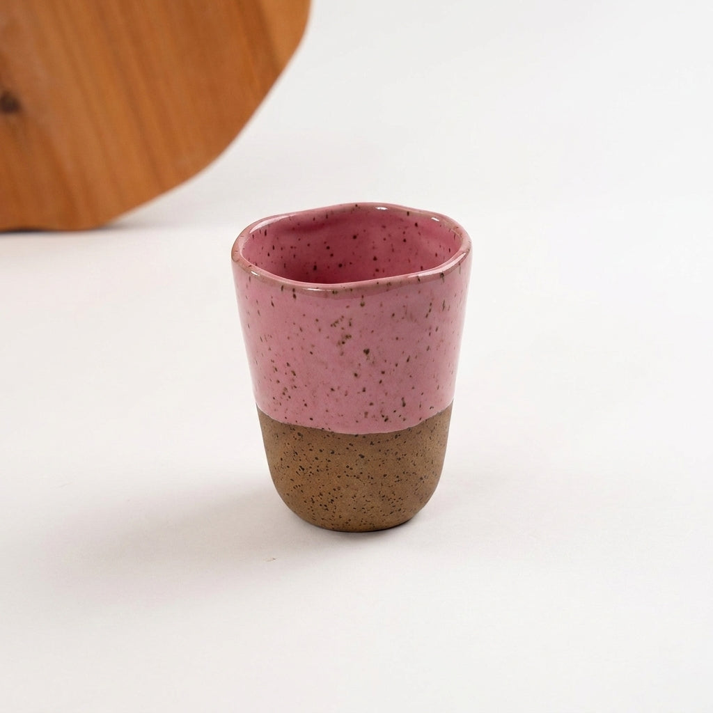 Copo Alto Tulipa em cerâmica artesanal — argila Flocos, esmalte Rosa Barbie
