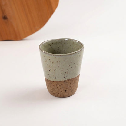 Copo Alto Tulipa em cerâmica artesanal — argila Flocos, esmalte Verde Pompeia