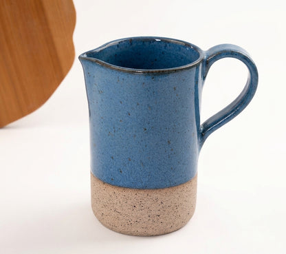 Jarra AMME em cerâmica artesanal — argila Flocos, esmalte Azul Safira