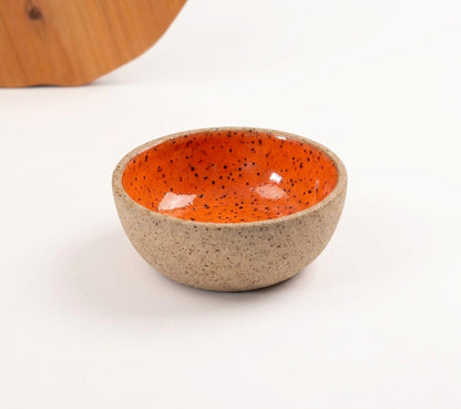 Mini Bowl Quadrado em cerâmica artesanal — argila Flocos, esmalte Laranja Intenso