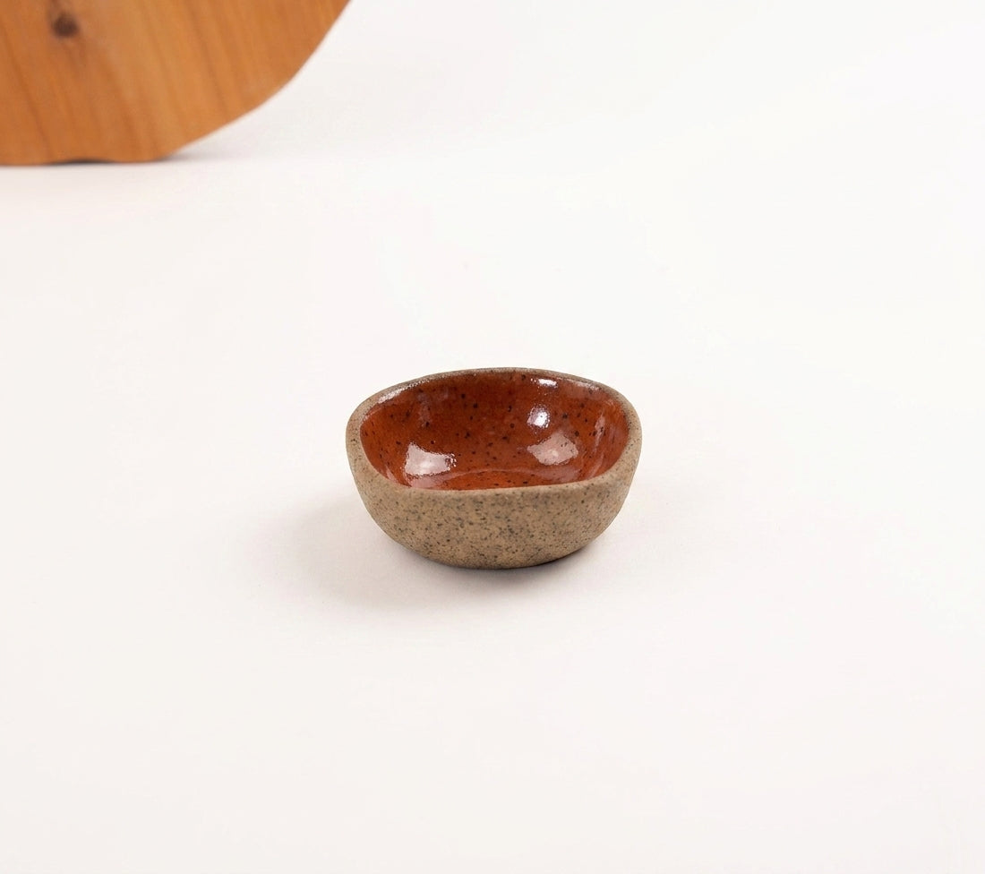 Mini Bowl Quadrado em cerâmica artesanal — argila Flocos, esmalte Sol de Terracota