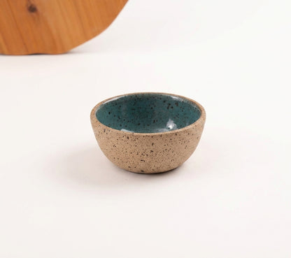 Mini Bowl Quadrado em cerâmica artesanal — argila Flocos, esmalte Verde Exército