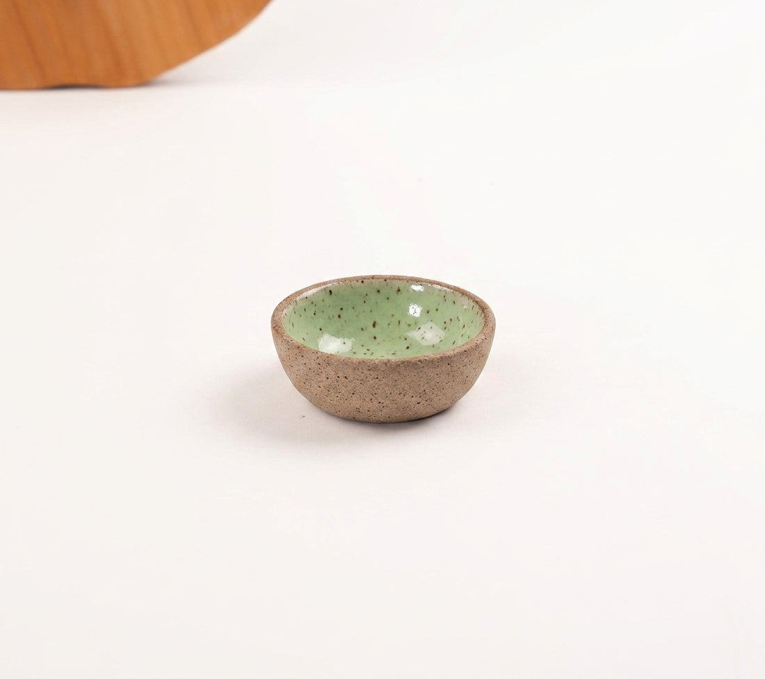 Mini Bowl Quadrado em cerâmica artesanal — argila Flocos, esmalte Verde Menta