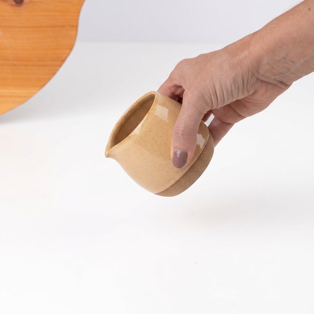 Molheira Cumbuca em cerâmica artesanal — tamanho 180ML, argila Cappuccino, esmalte Pedra Sabão