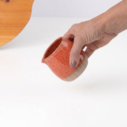 Molheira Cumbuca em cerâmica artesanal — tamanho 180ML, argila Flocos, esmalte Laranja Intenso