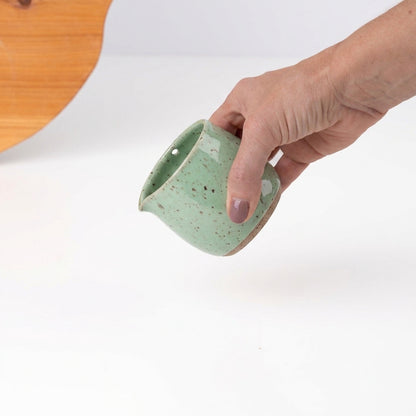 Molheira Cumbuca em cerâmica artesanal — tamanho 180ML, argila Flocos, esmalte Verde Menta