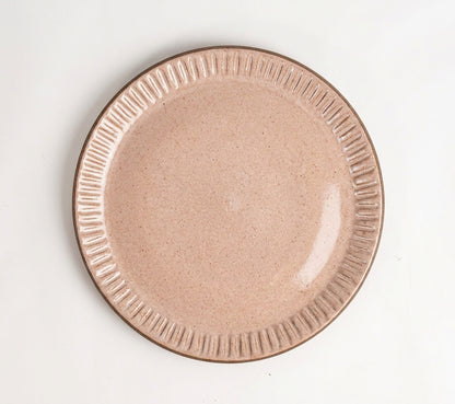 Prato Carving Refeição em cerâmica artesanal — argila Cappuccino, esmalte Nude