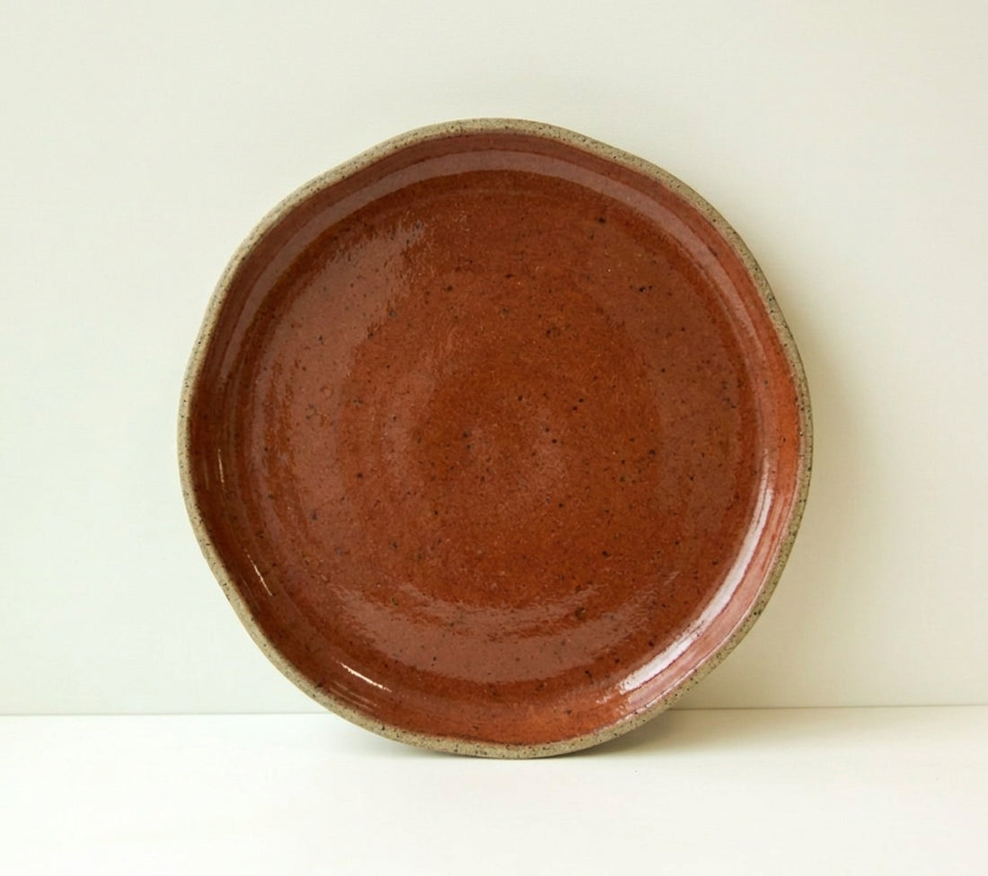 Prato Encontro Refeição Orgânico em cerâmica artesanal — argila Flocos, esmalte Sol de Terracota