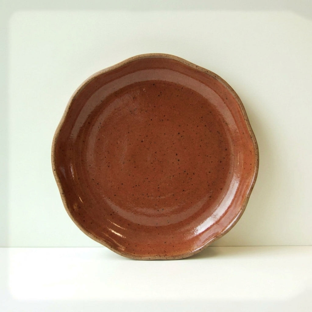 Prato Encontro Salada Orgânico em cerâmica artesanal — argila Flocos, esmalte Sol de Terracota