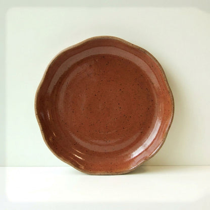 Prato Encontro Salada Orgânico em cerâmica artesanal — argila Flocos, esmalte Sol de Terracota