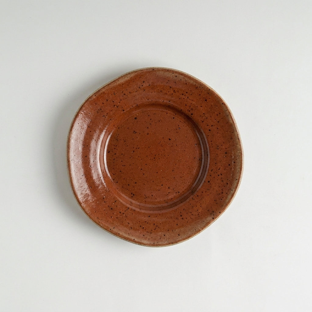 Prato Flor fundo orgânico em cerâmica artesanal — argila Flocos, esmalte Sol de Terracota