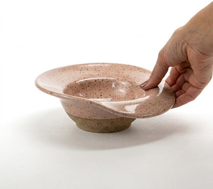 Prato Risoto Borda Rebaixada em cerâmica artesanal — tamanho 250ML, argila Flocos, esmalte Nude