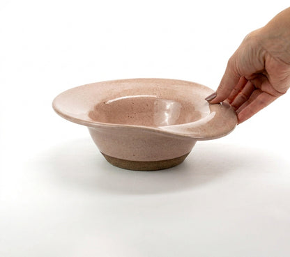 Prato Risoto Borda Rebaixada em cerâmica artesanal — tamanho 350ML, argila Cappuccino, esmalte Nude