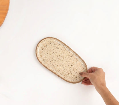 Réguas orgânicas para servir em cerâmica artesanal — tamanho 12CM x 25CM, argila Flocos, esmalte Pedra Sabão