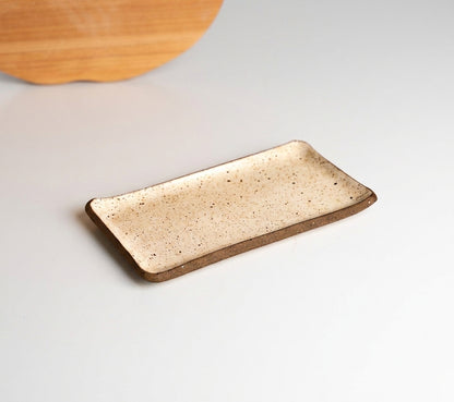 Réguas retas para servir (nova modelagem) em cerâmica artesanal — tamanho 20CM x 12CM, argila Flocos, esmalte Pedra Sabão