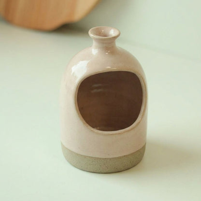 Saleiro Aberto em cerâmica artesanal — argila Cappuccino, esmalte Nude