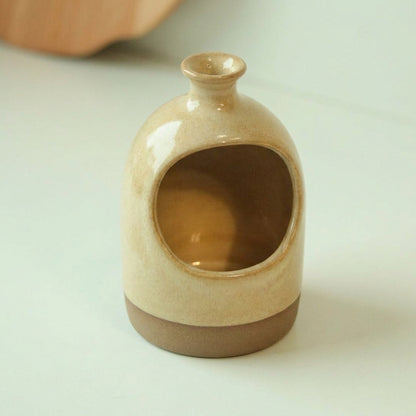 Saleiro Aberto em cerâmica artesanal — argila Cappuccino, esmalte Pedra Sabão