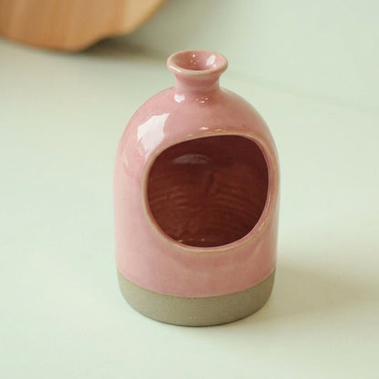 Saleiro Aberto em cerâmica artesanal — argila Cappuccino, esmalte Rosa Barbie