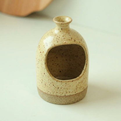 Saleiro Aberto em cerâmica artesanal — argila Flocos, esmalte Pedra Sabão