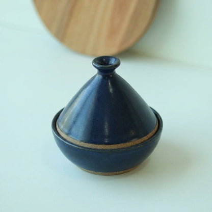 Saleiro Marroquino em cerâmica artesanal — argila Cappuccino, esmalte Lazuli