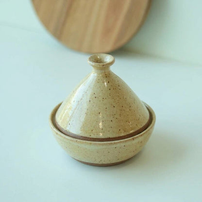 Saleiro Marroquino em cerâmica artesanal — argila Cappuccino, esmalte Pedra Sabão