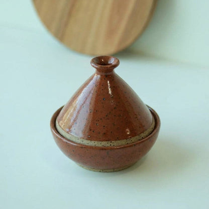 Saleiro Marroquino em cerâmica artesanal — argila Flocos, esmalte Sol de Terracota