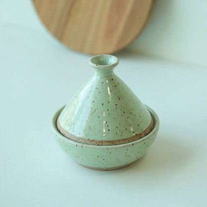 Saleiro Marroquino em cerâmica artesanal — argila Flocos, esmalte Verde Menta
