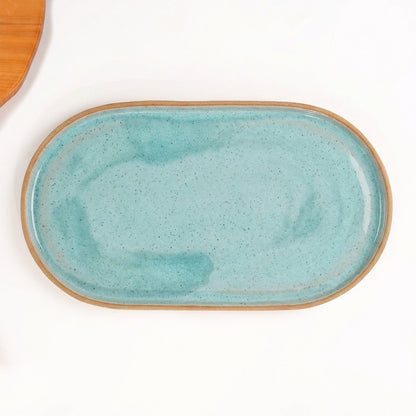 Travessa Retangular com Laterais Arredondados em cerâmica artesanal — tamanho 37CM x 21CM, argila Cappuccino, esmalte Jujuba
