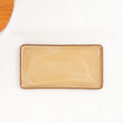 Travessa Retangular em cerâmica artesanal — tamanho 32CM x 17CM, argila Cappuccino, esmalte Pedra Sabão